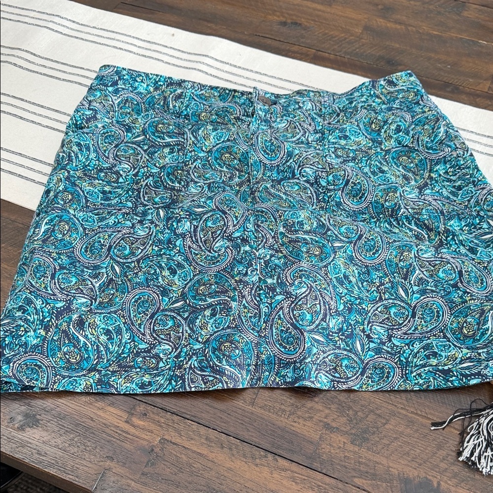 croft & barrow Turquoise Paisley Mini Skort sz 14